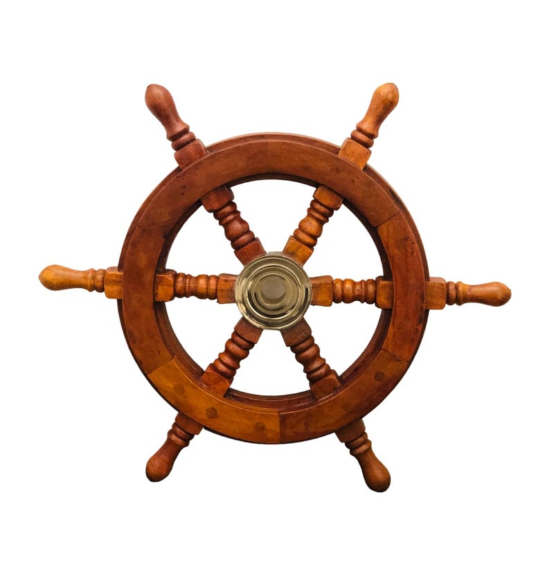 NauticalMart Sailors Special Wooden Ship Wheel, 15" Classic Ship's Steering Wheel Sailing Home Wall Mounting Decoration Accents Nautical Collectibles - Image 1